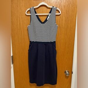Boden Navy and White Striped Sleeveless Dress